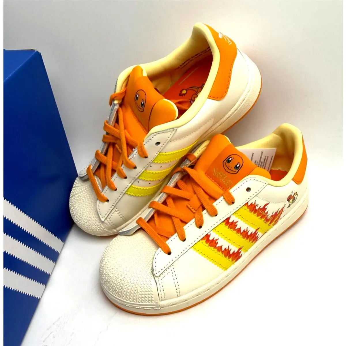 Adidas shoes - Superstar II C Pokémon Charmander - Cream White/Shock Yellow/Bright Orange 11