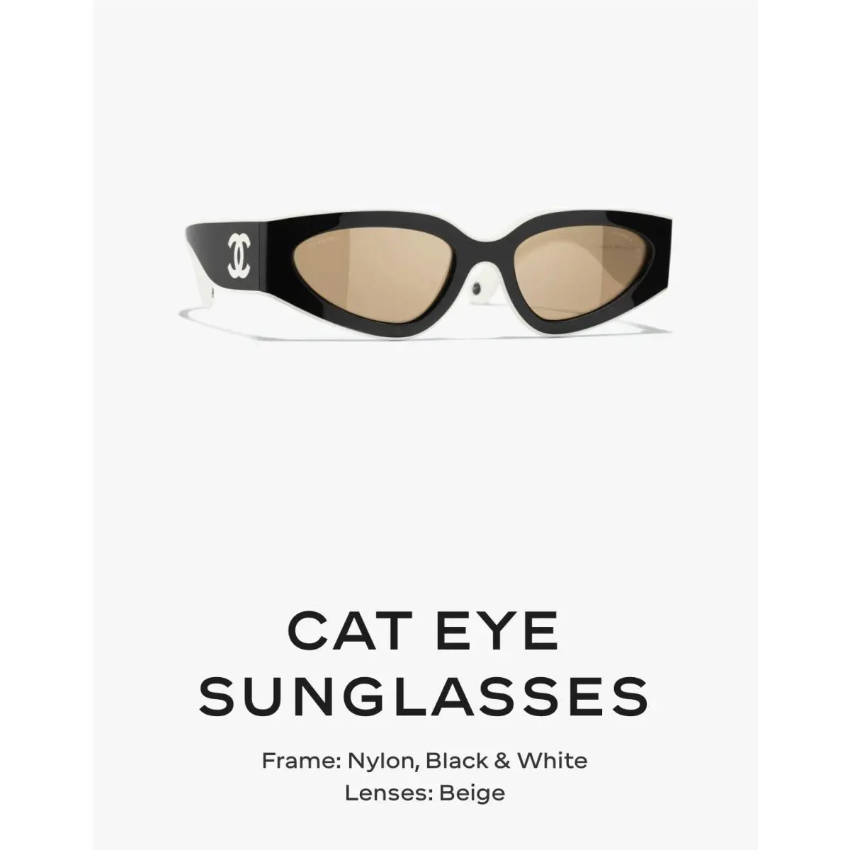Chanel Cat Eye Sunglasses Black White Women CC Logo