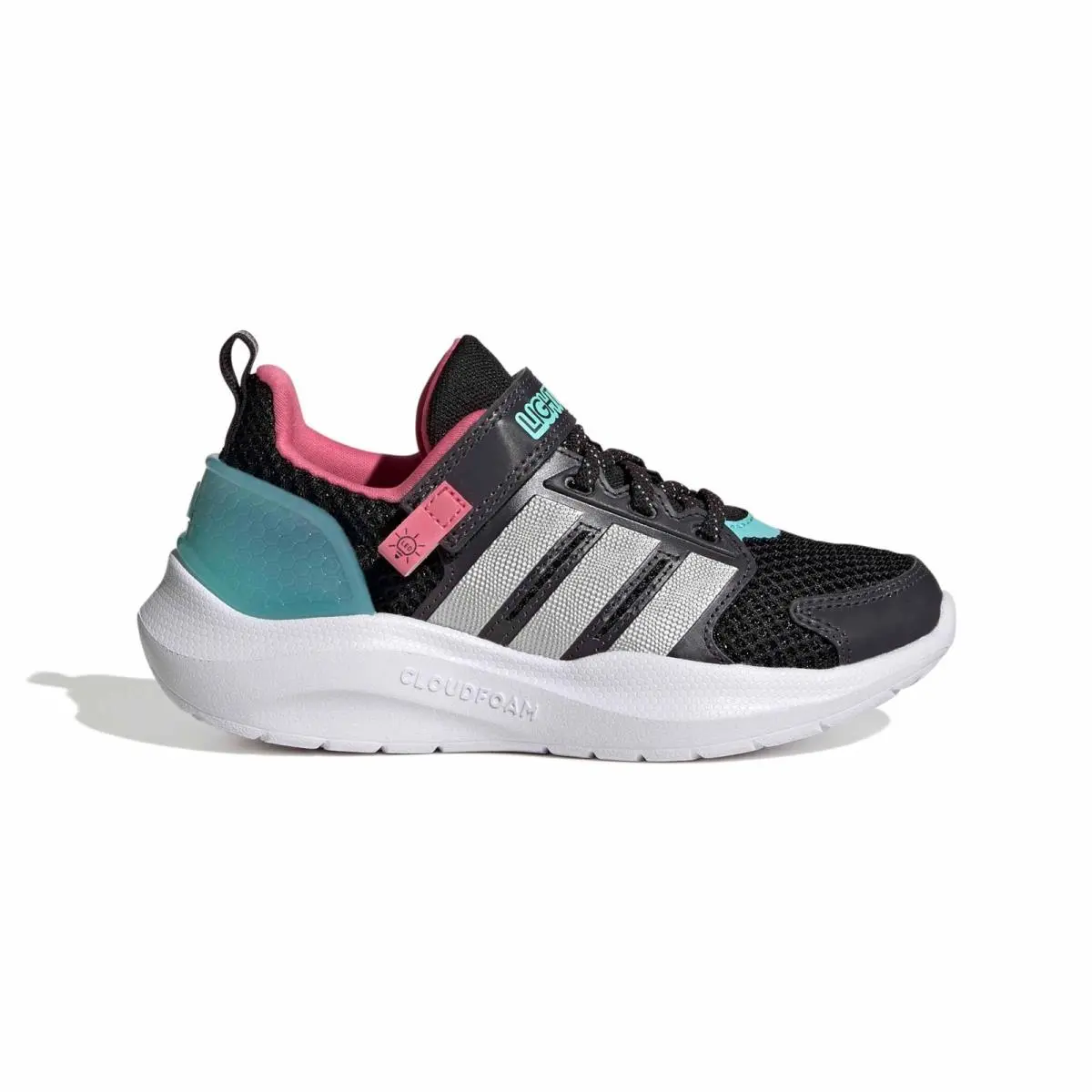 Adidas Kids Lightorama Light Up Kids Sneakers KJ9713 Black/ Silver/ Black
