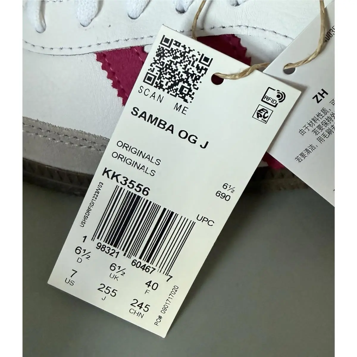 Adidas shoes - Adidas Samba OG J - Samba - KK3556 - White/Magenta (UPC: 0198321604721) 7