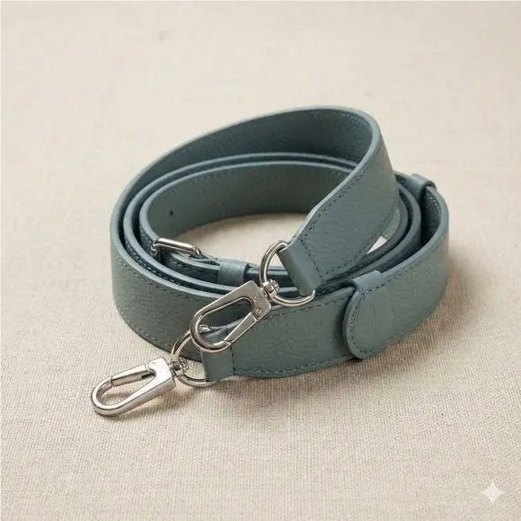2.5cm Adjustable Taurillon Leather Strap – Blue-grey/silver by Louis Vuitton