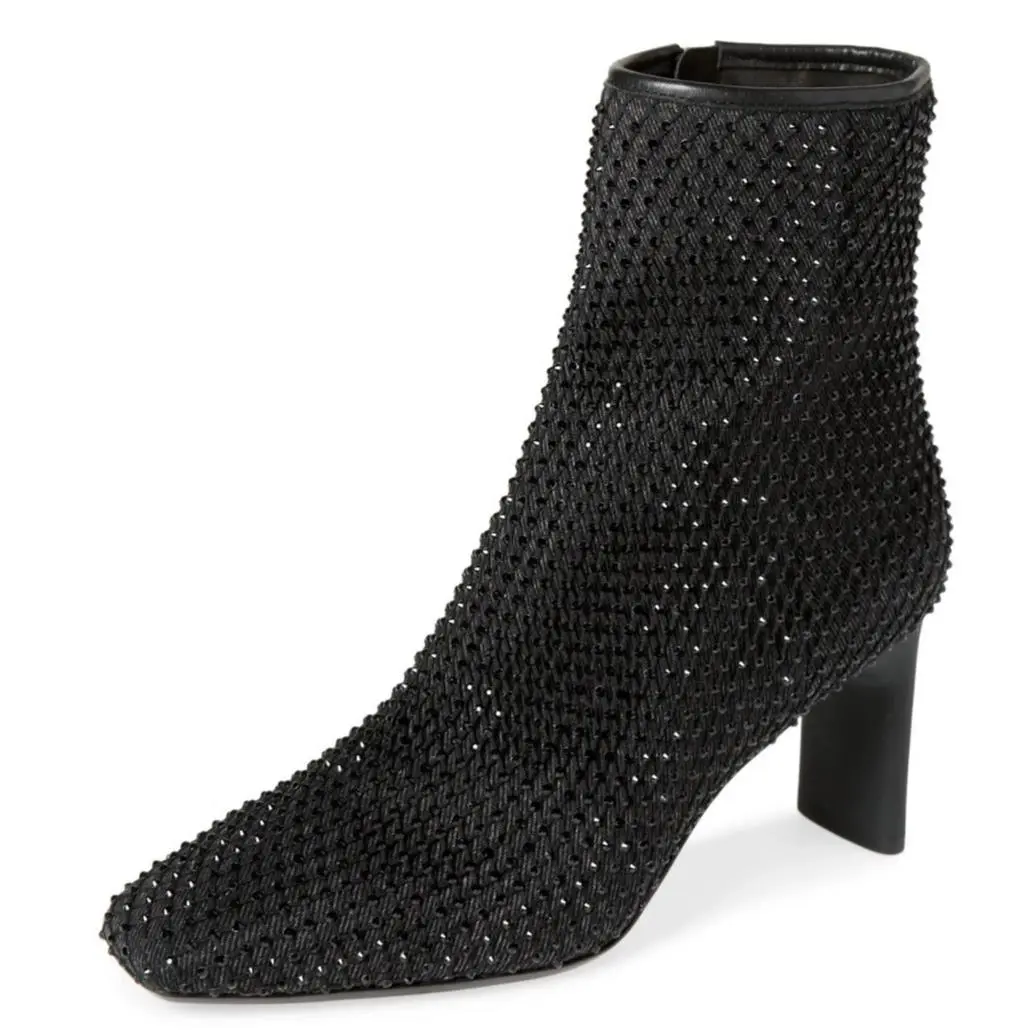 Rag Bone Aja Women`s Diamante Mesh Bootie Heel Boots Black Size 39 / US 9