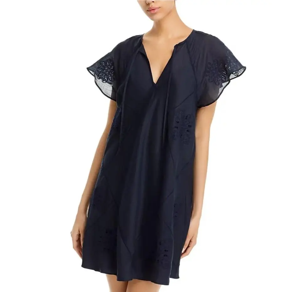 Rag Bone Womens Size Small Delancy Embroidered Shift Mini Dress Navy by Rag & Bone