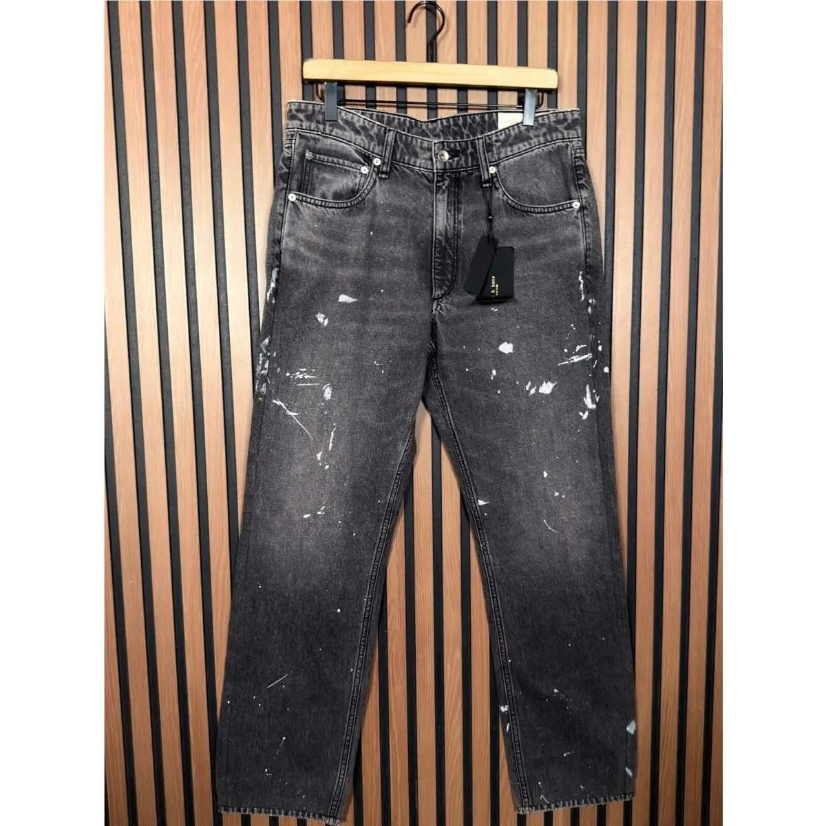 Rag Bone 31 x 32 Mens Gray Fit 4 Straight Rigid Denim Distressed Paint Spa by Rag & Bone