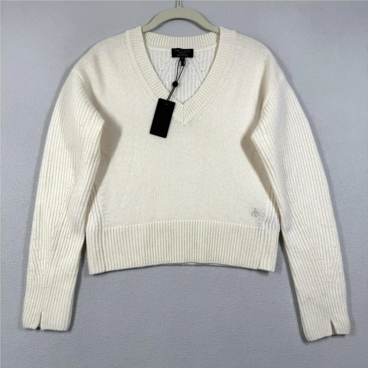 Rag Bone Cashmere Sweater Womens Small Pierce Shrunken Vee Boxy Cream by Rag & Bone