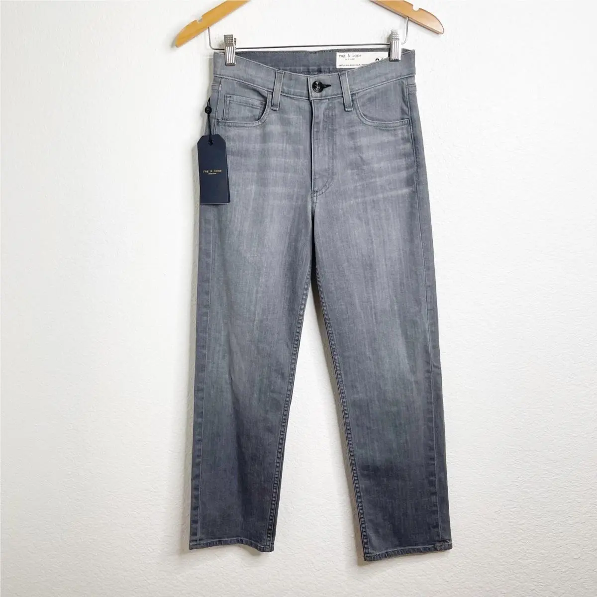 Rag Bone Hattie Mid-rise Ankle Length Grey Straight Leg Jeans Size 24 by Rag & Bone