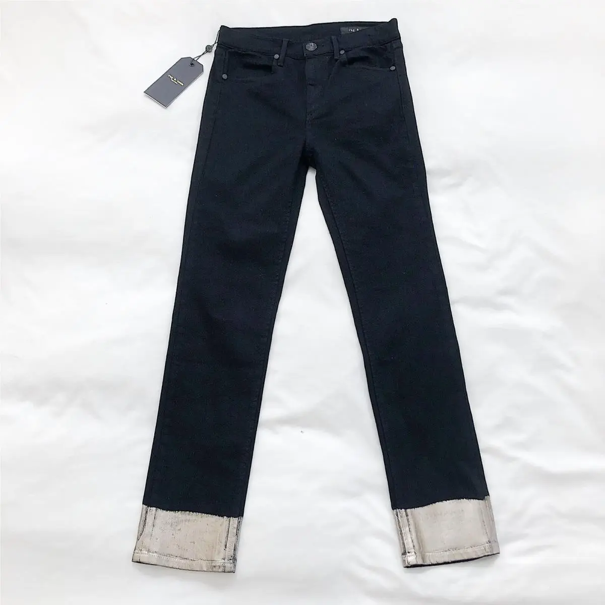 Rag Bone Black Ankle Cigarette Japanese Jeans Paint Dipped Sz 25 by Rag & Bone