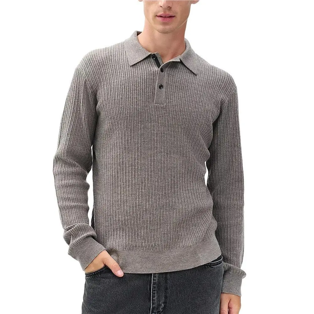 Rag Bone Crawford Wool Cashmere Blend Polo Sweater Men`s XL Light Brown by Rag & Bone