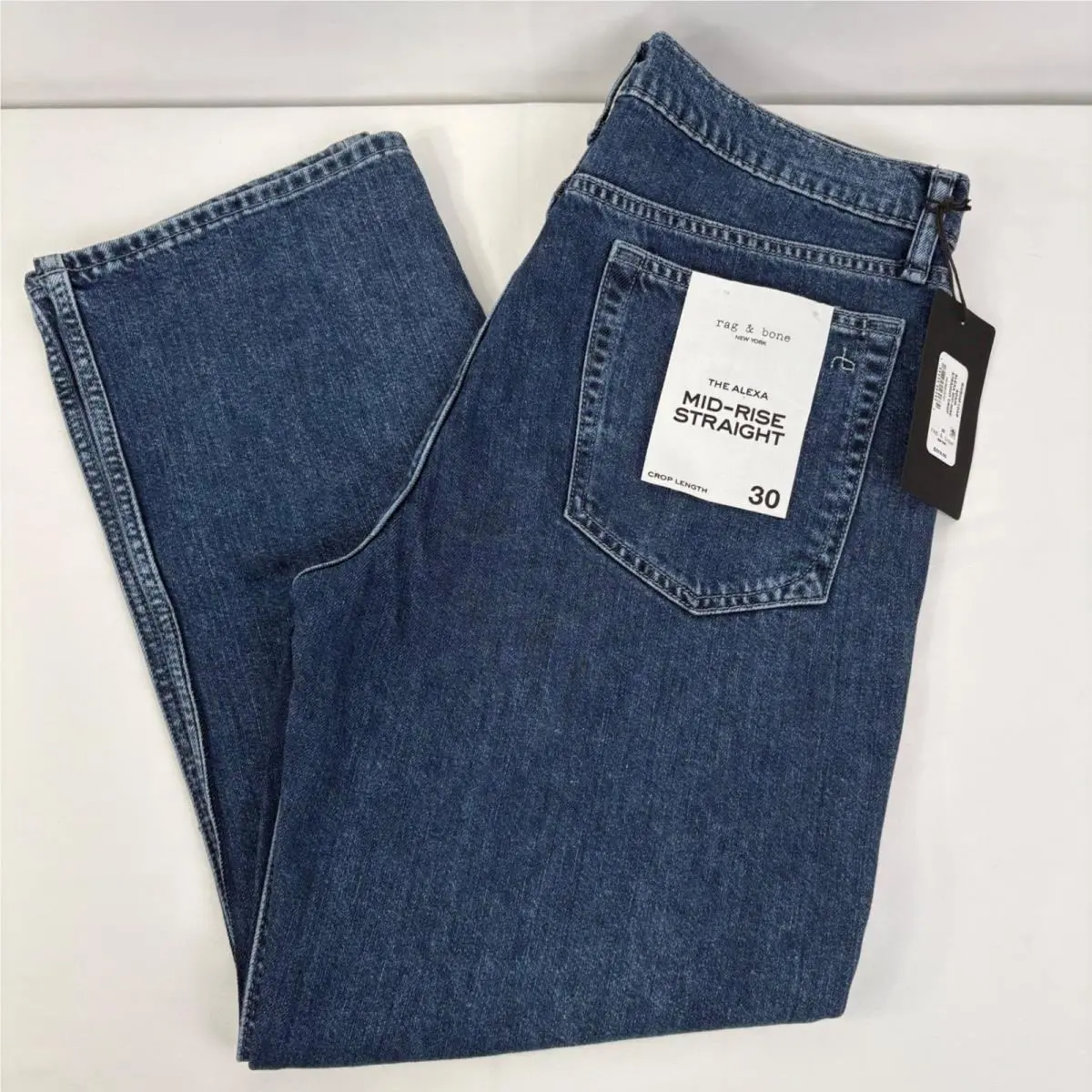 Rag Bone Women`s Alexa Mid-rise Straight Crop Jeans Adair Blue 30 33x27 by Rag & Bone