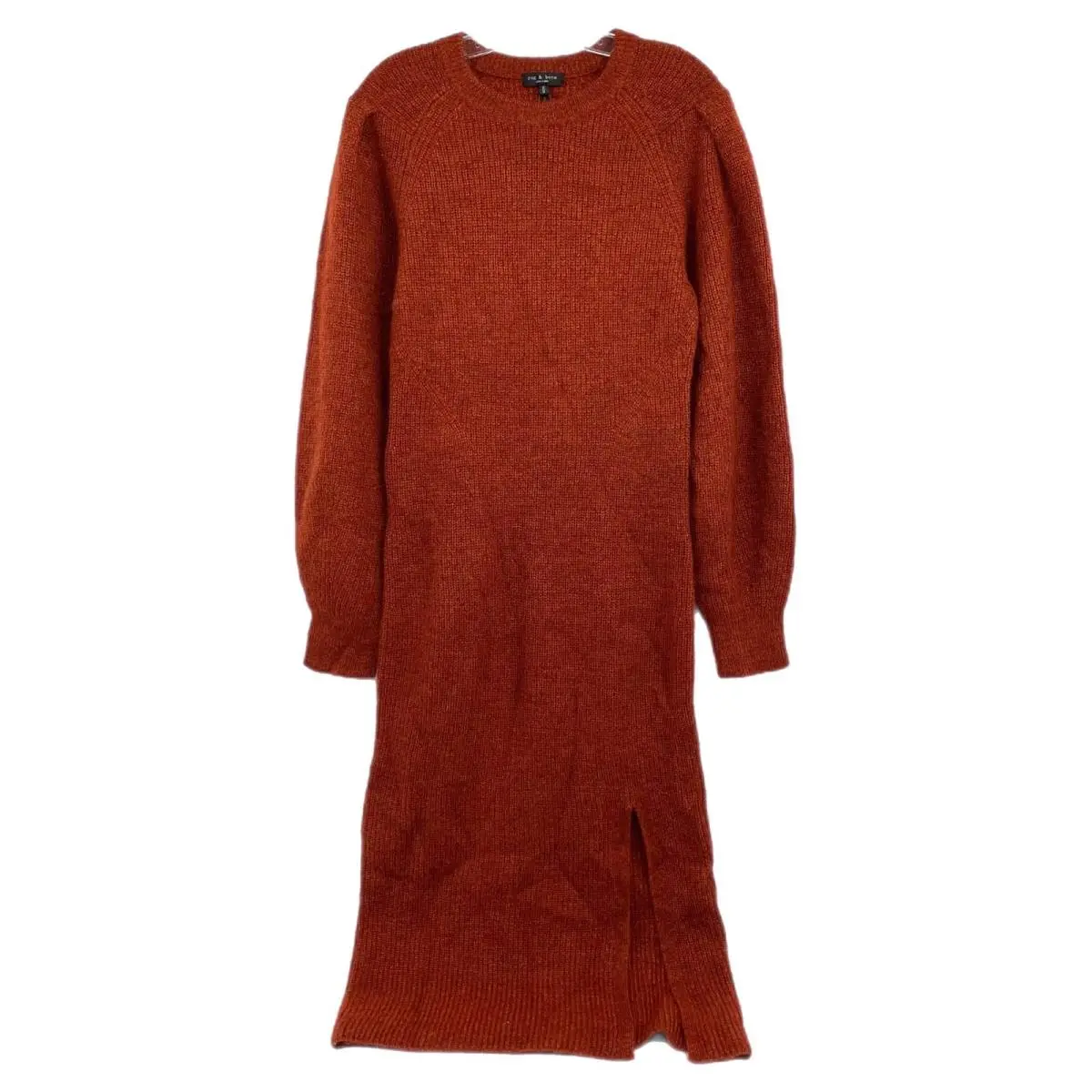 Rag Bone Orange Midi Dress Liana Knit Puff Sleeve Sweater Womens M by Rag & Bone