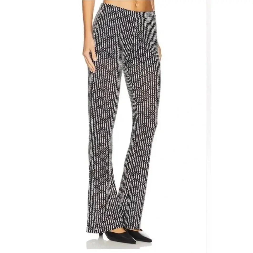 Rag Bone Gigi Pant Medium Retro Black Multi Zigzag Flare Knit Trousers by Rag & Bone