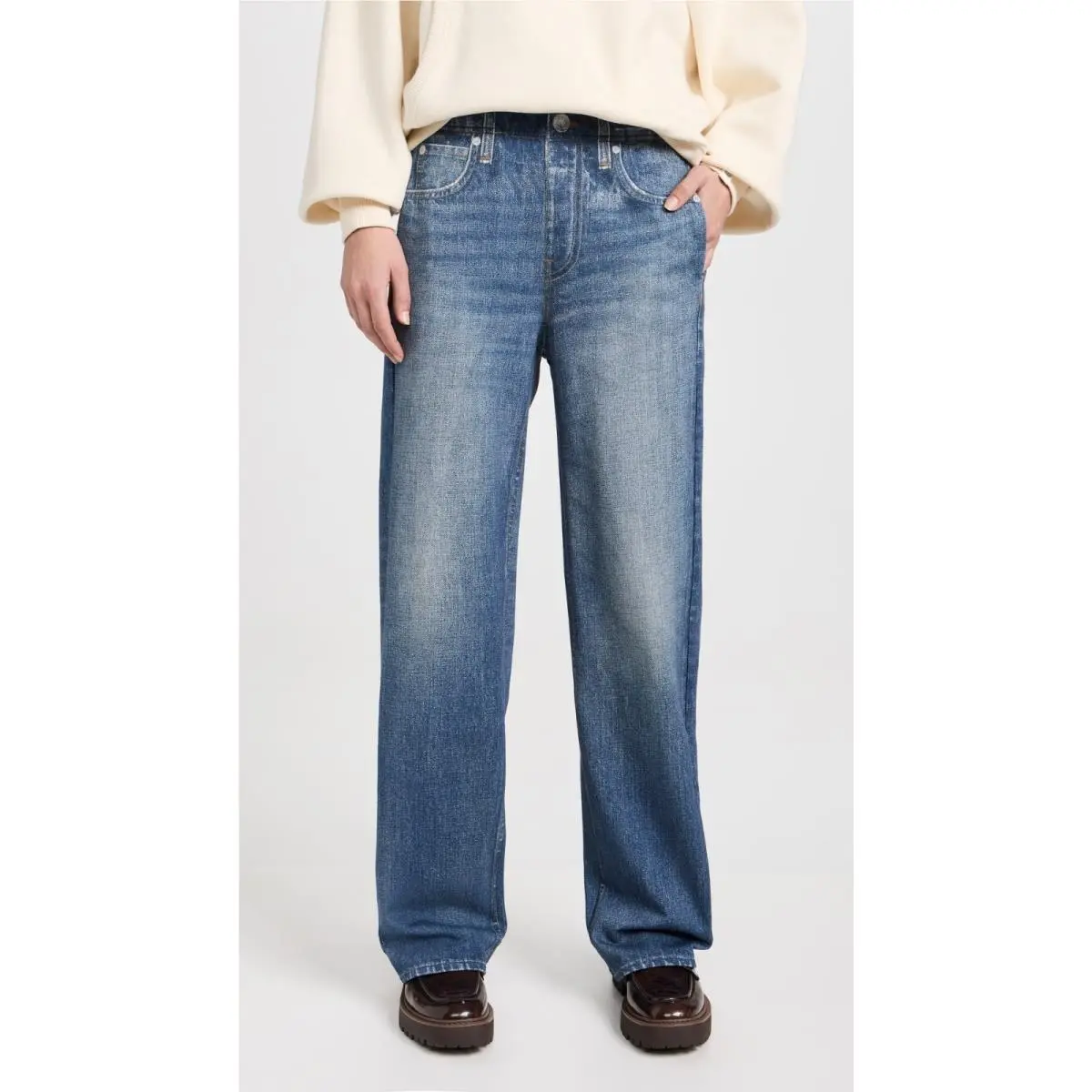 Rag Bone Miramar Wide Leg in Lenox Phot-printed Jean Sweat Pants Xxs by Rag & Bone