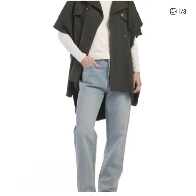 Rag Bone Olive Trench Poncho Wool Blend One Size Notched Lapels Casual by Rag & Bone
