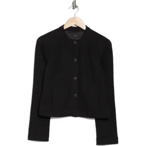 Rag Bone Size 16 Carol Jacket Black Textured Knit Button Jacket by Rag & Bone