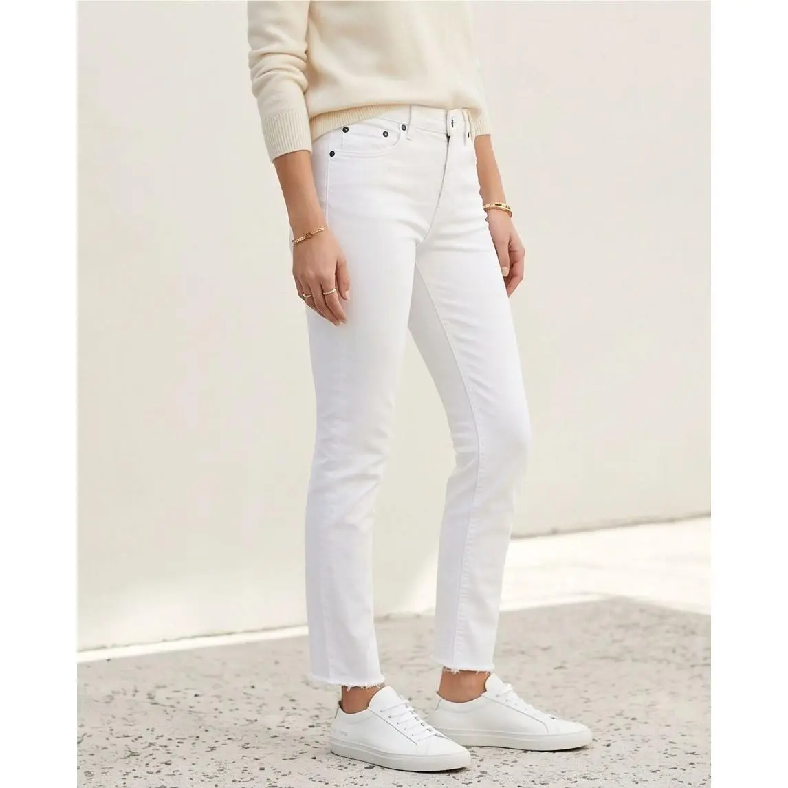 Rag and Bone 31 Jean White Capri Fray Slim Skinny Jeans Womens W1526M595BLF by Rag & Bone