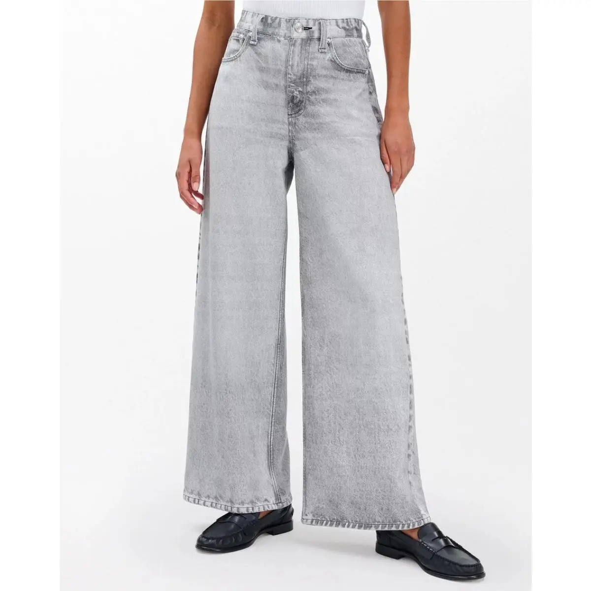 Rag Bone Size 26 Jeans Miramar Terry Sofie Ankle Wide Leg Pant Icy Grey by Rag & Bone