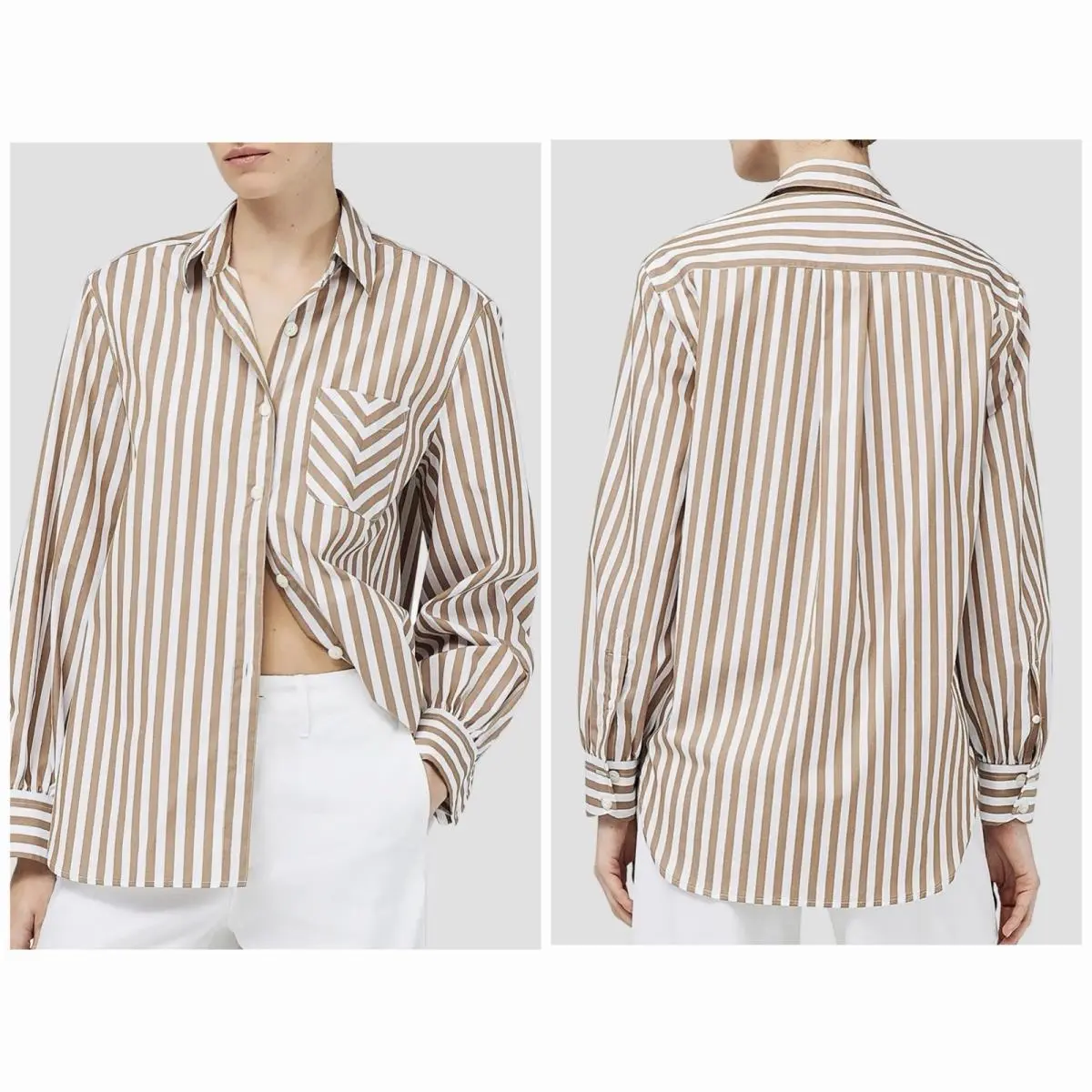 Rag Bone Women`s Maxine Button Down Shirt In Brown Stripe Size:medium by Rag & Bone