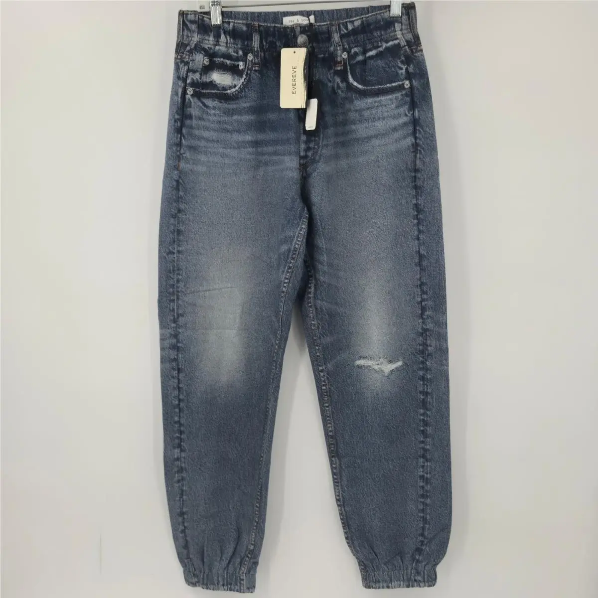 Rag Bone Miramar Jogger Lynn Blue Denim Print Pants Size M WCW23F70008200 by Rag & Bone