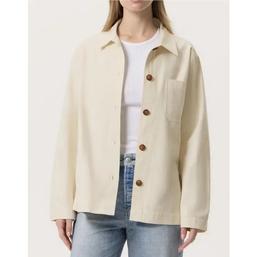 Rag Bone XS Savannah Shirt Jacket Ivory Cotton Button Front by Rag & Bone