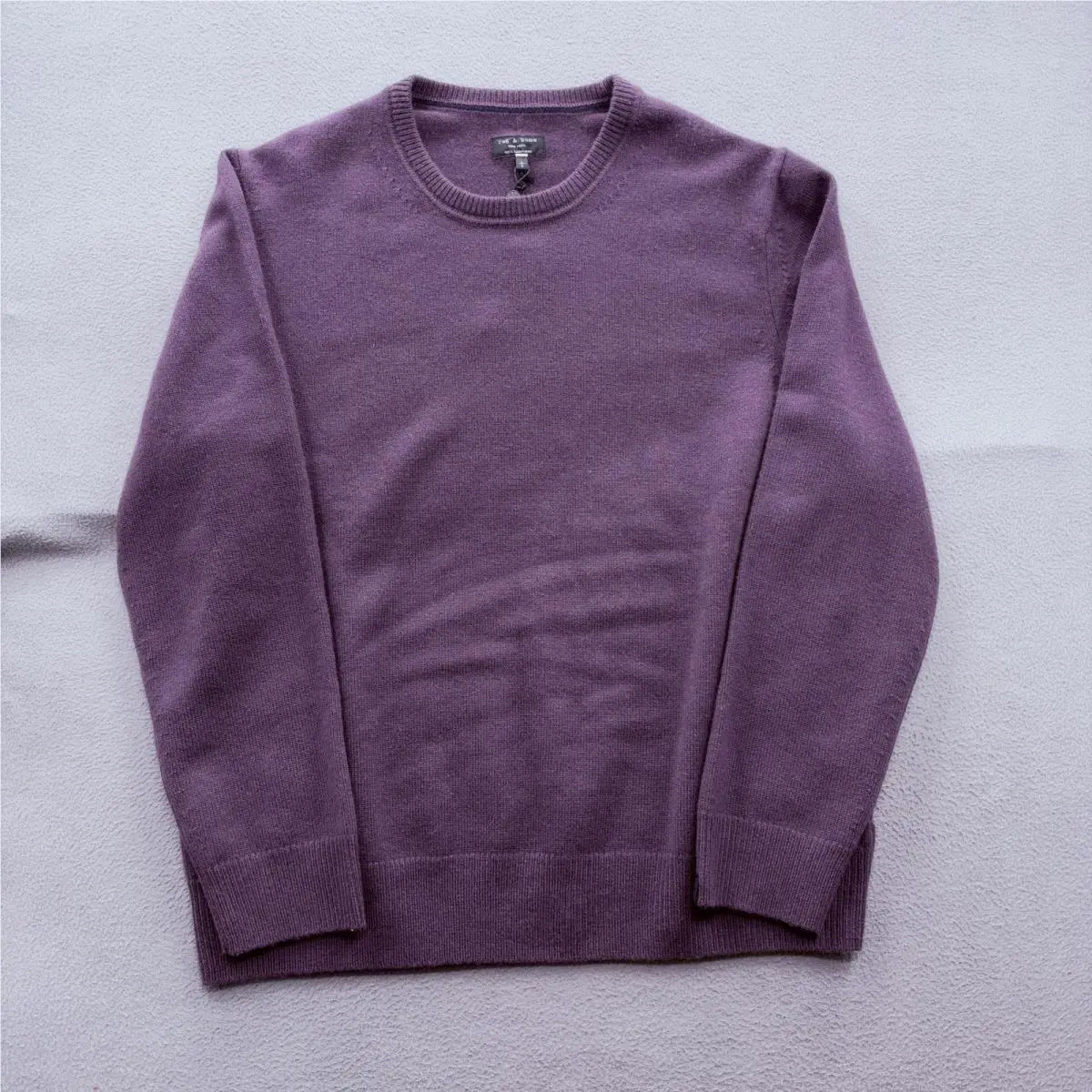 Rag Bone Sweater Mens Large Purple Deep Plum Declan Cashmere Crew Pullover by Rag & Bone