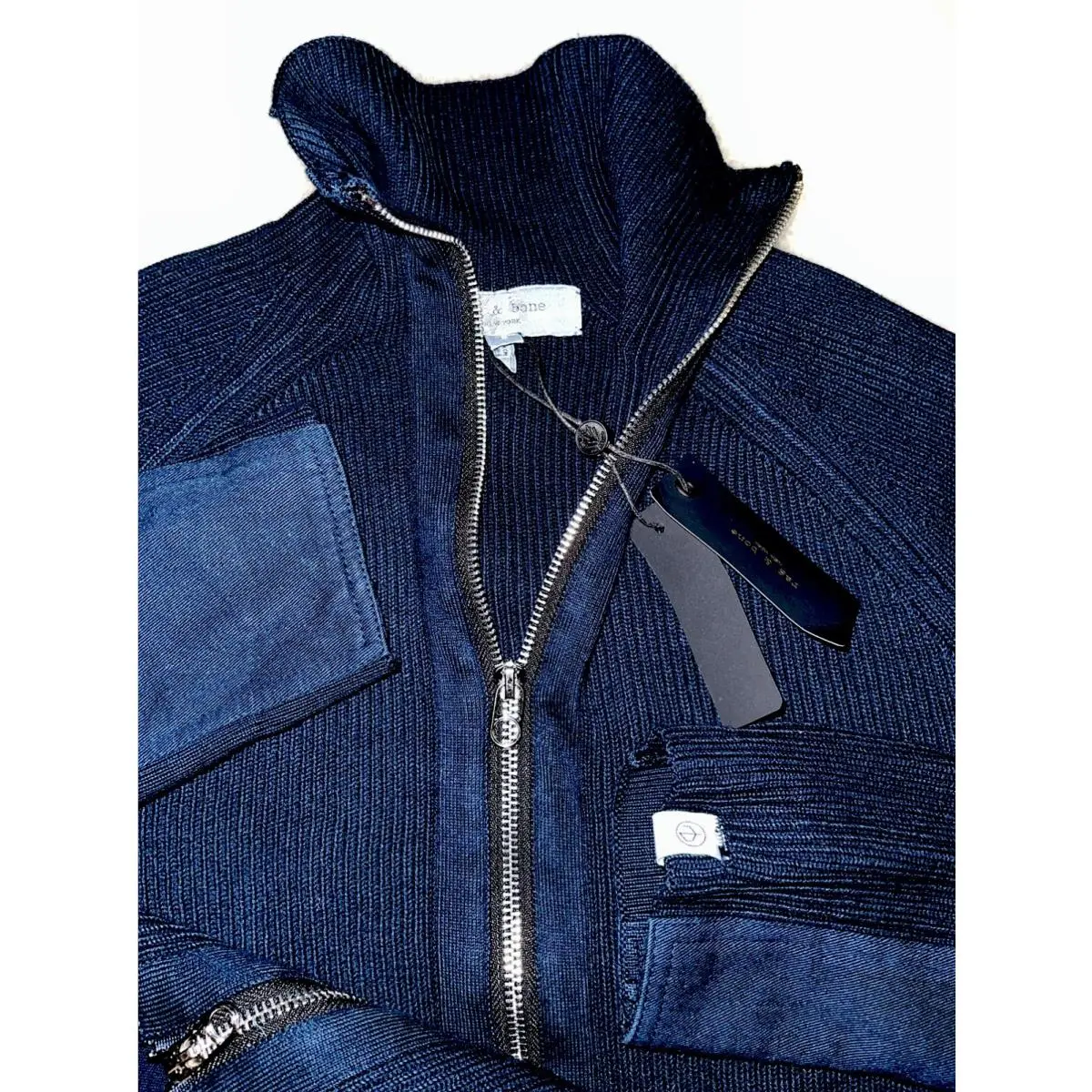 Rag Bone Dexter Andrew Navy Full Zip Cardigan Sweater Size M by Rag & Bone