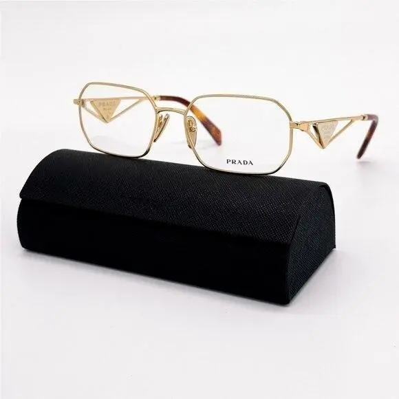 Prada Eyeglasses PRA53V 5AK1O1 PR A53V 5AK1O1 Gold Unisex Eyewear Vpr A53 5