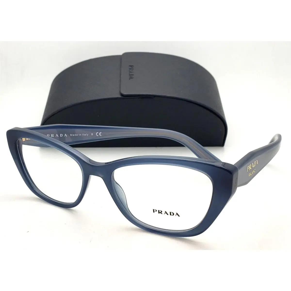Prada Eyeglasses Vpr 19W 07Q-1O1 53-17 140 Blue Opal Astral Cat Eye Frames
