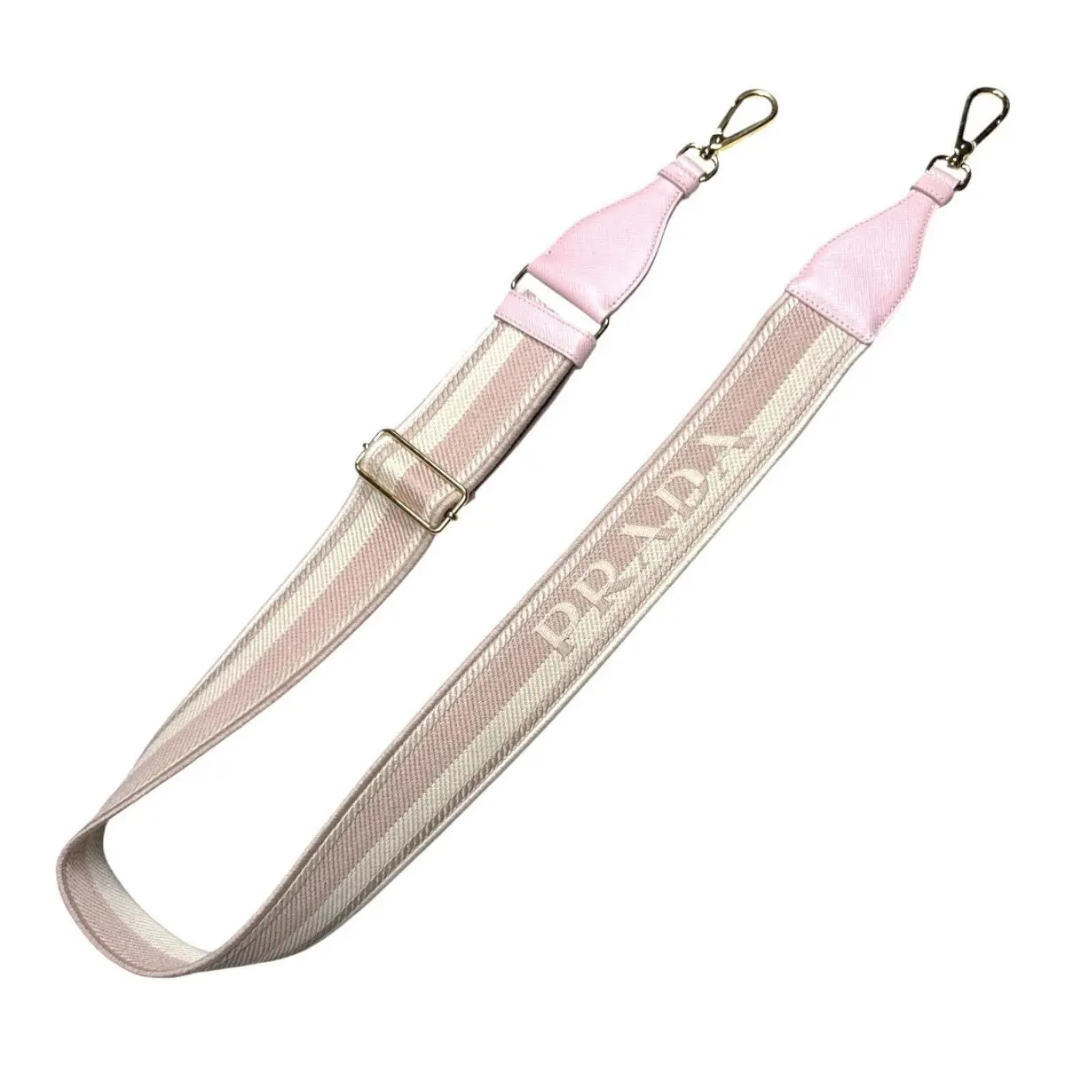 Prada Alabastro Pink Talco White Jacquard Logo Adjustable Handbag Strap 1TY005