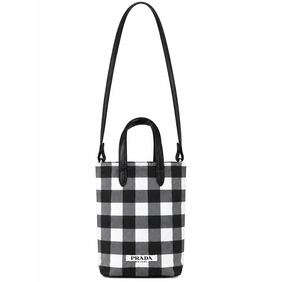 Beauty Black White Gingham Check Small Tote Crossbody Bag Rare Gwp by Prada