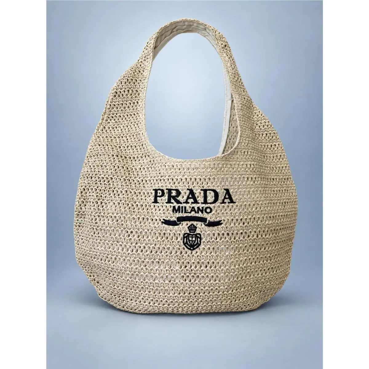 Beauty Raffia Tan Medium Woven Tote Gwp Beach Pool Resort Travel Nip by Prada