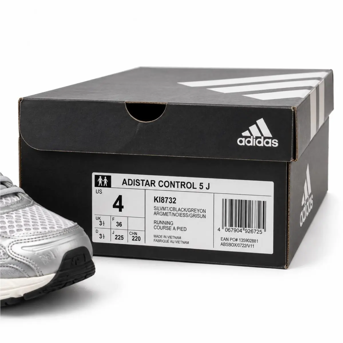 Adidas shoes - adidas Adistar Control 5 J - KI8732 - Silver, Black (UPC: 198321672829) 9