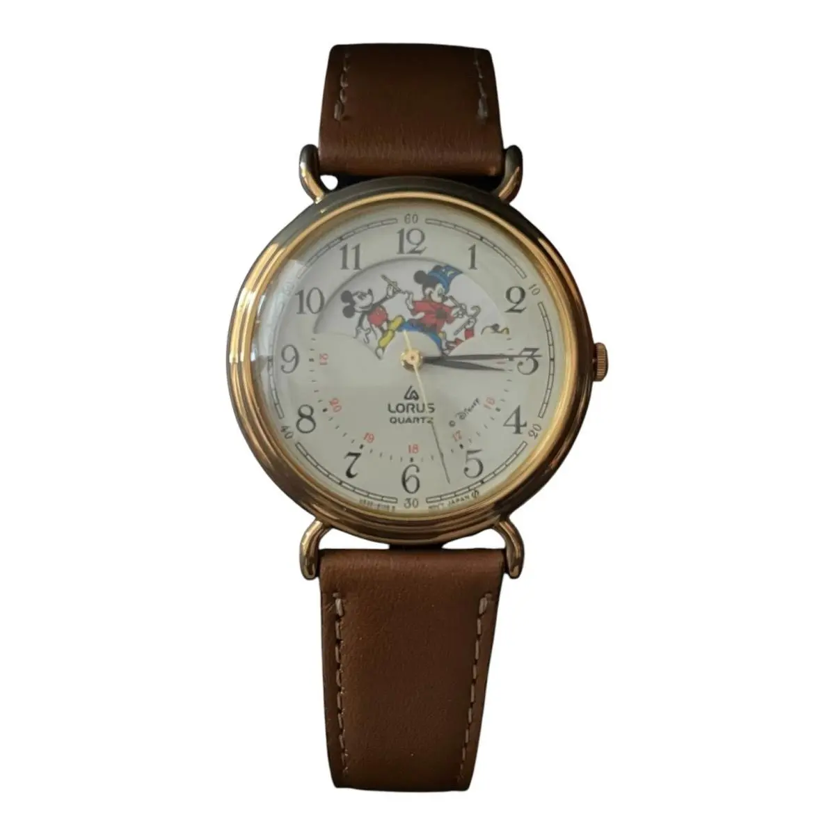 Quartz Disney Mickey Mouse Donald Duck Gold Tone Watch RQP020 w/ Box by Lorus