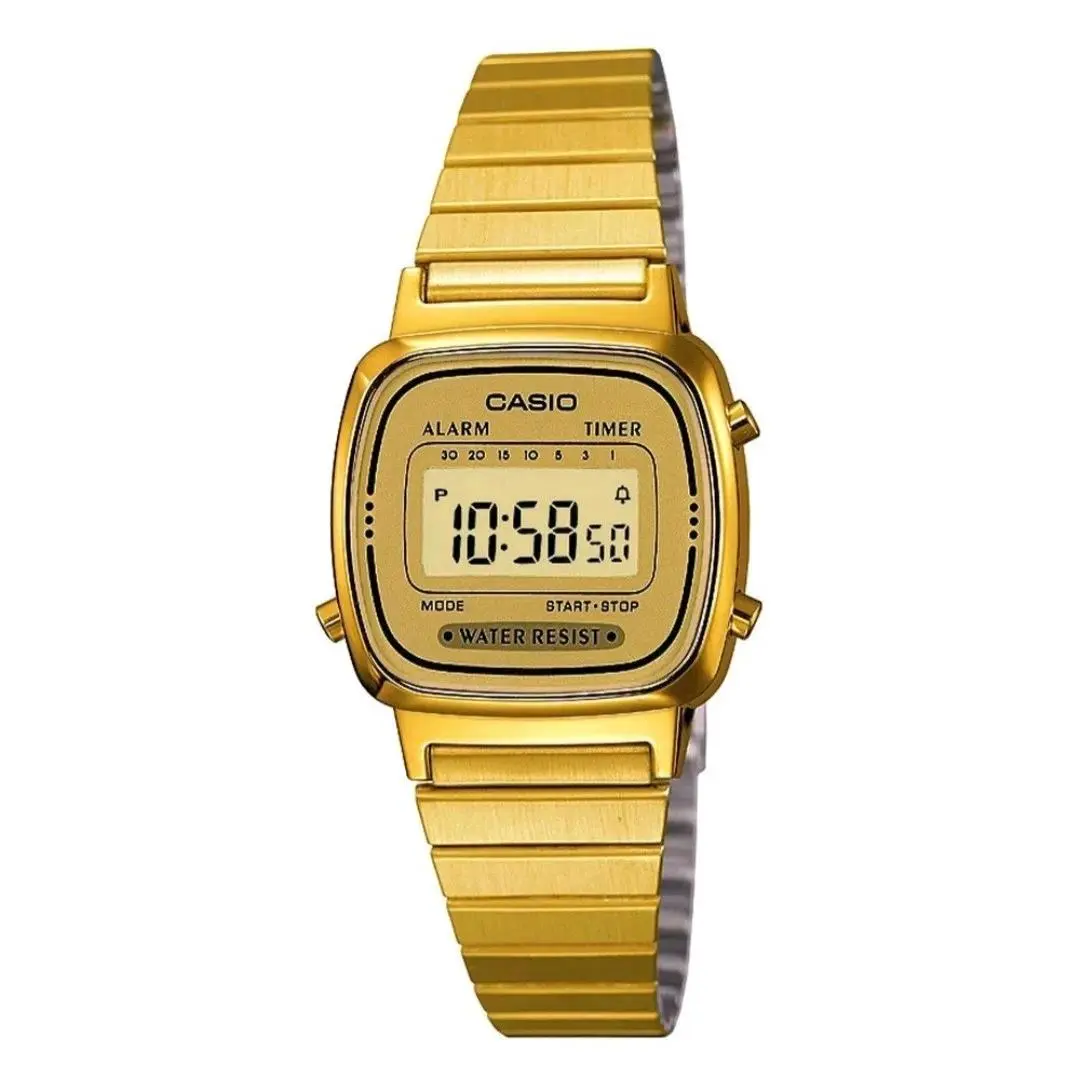 Classic Ladies Quartz Watch LA670WEGA-9EF Gold Dial Stainless Steel 30M by Casio