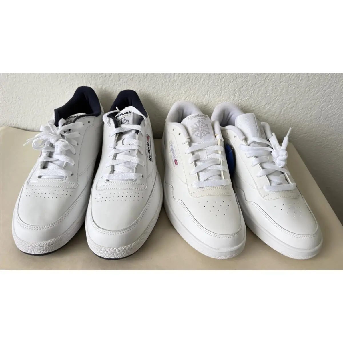 Lot 2 Men’s Size 10 Reebok Club C Memt White Tennis Shoes Sneakers