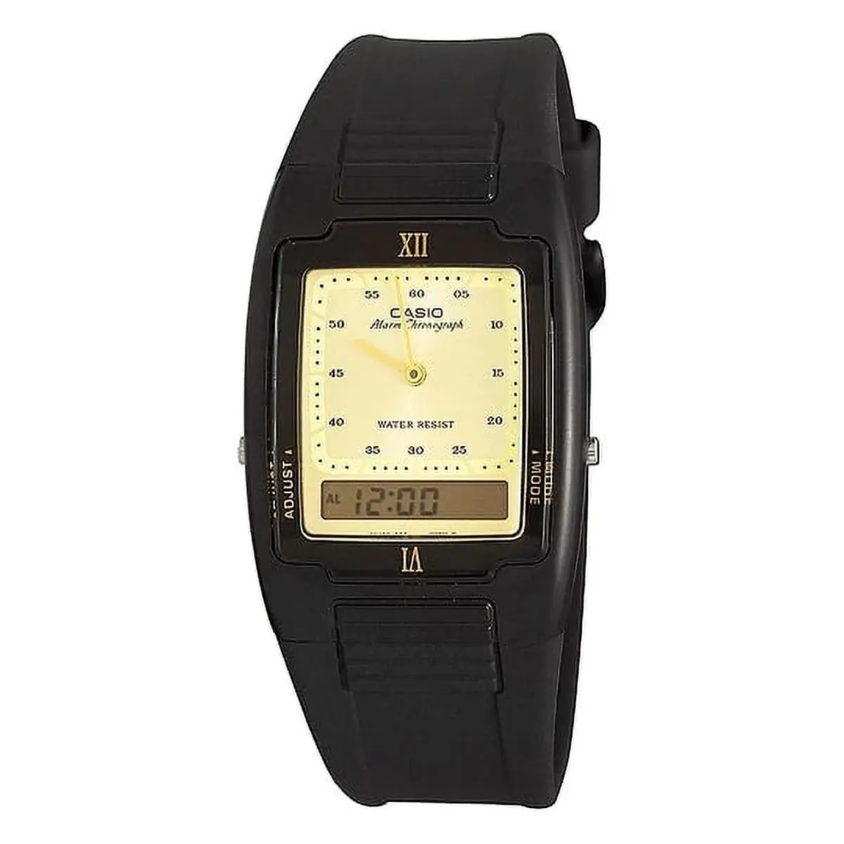 Vintage AQ-47-9EMQCB Men`s Gold Dial Strap Alarm Analog-digital Watch by Casio