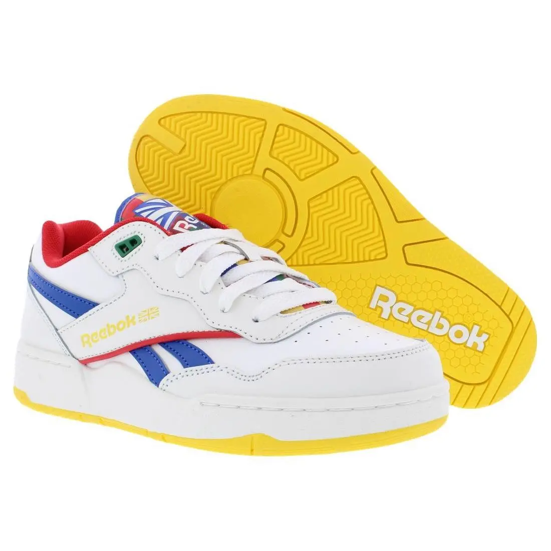Reebok BB 4000 II Leather PS Boys Shoes Size 3 Color: Chalk/vector Blue/vector