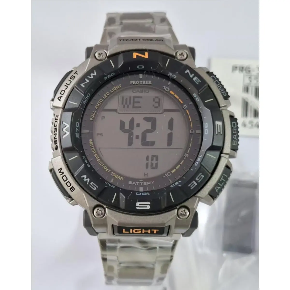Casio Pro Trek PRG340T-7 Digital Altimeter Thermometer Compass Silver Men Watch