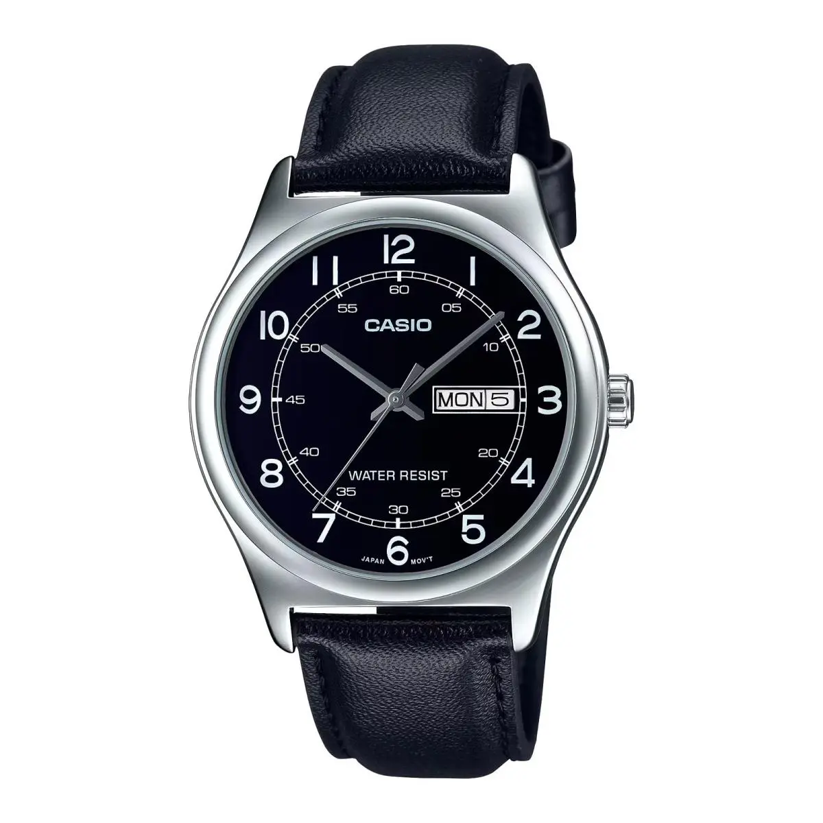 Casio Men’s Black Leather Watch with Black Dial - MTP-V006L-1B2UDF