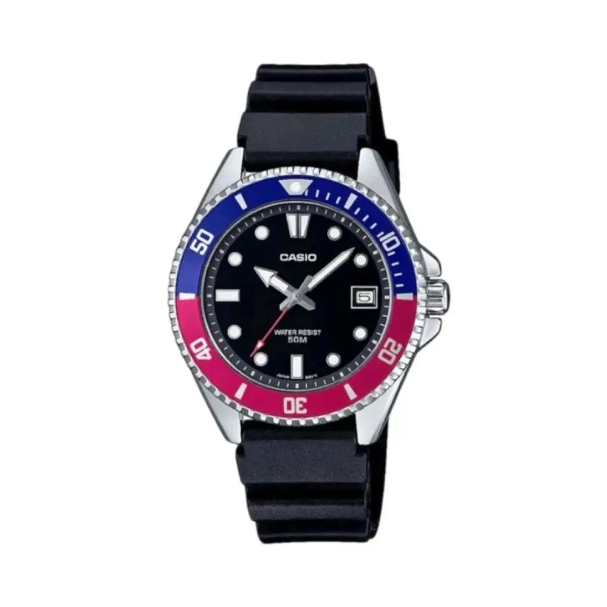 Timeless Collection 38mm 5ATM Silver Quartz Runber Band MDV-10-1A2VEF by Casio