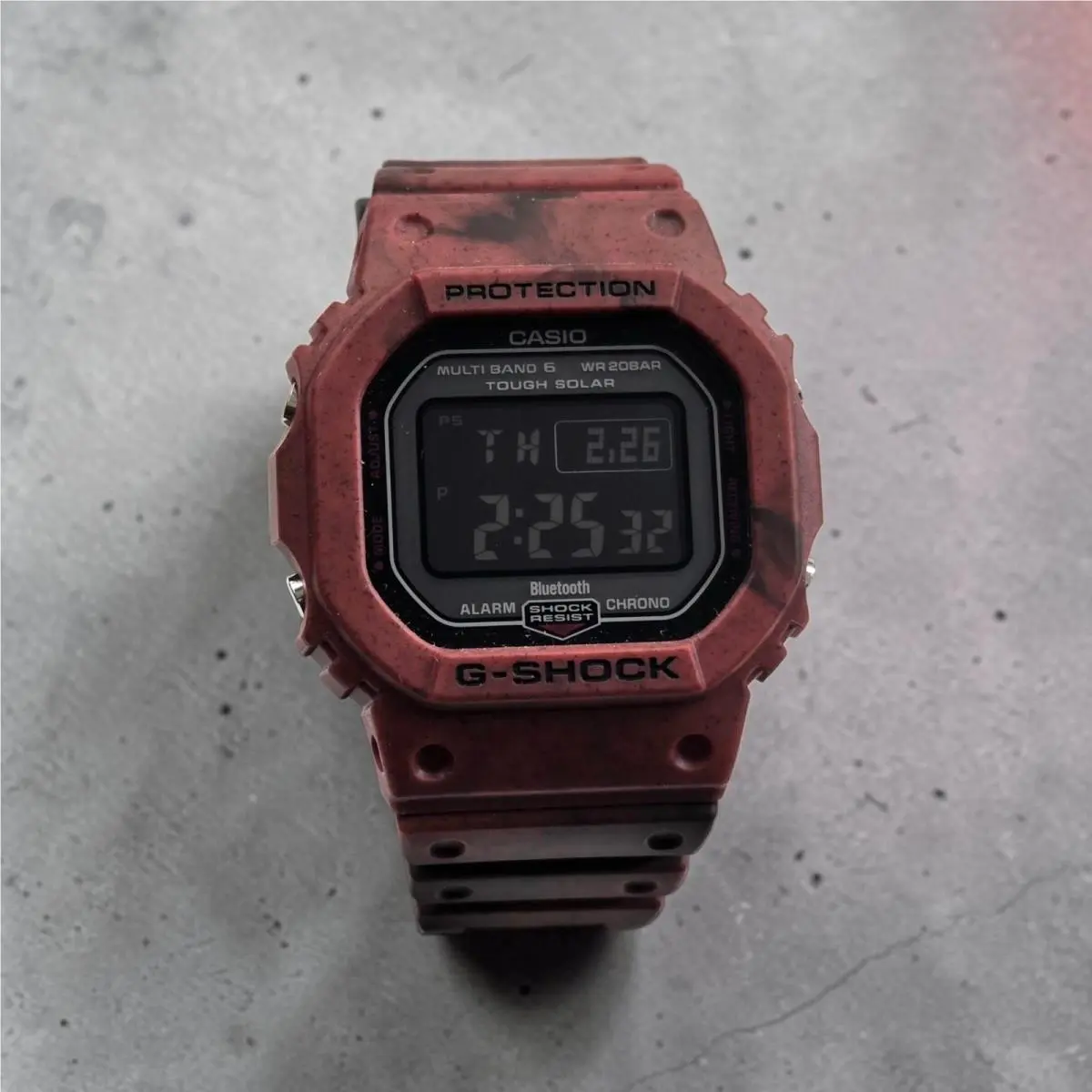Casio G Shock Digital Bluetooth Watch Red Tough Solar GWB5600SL-4