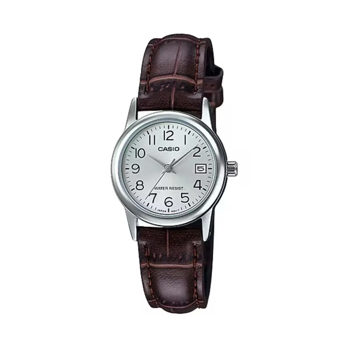 Casio Women’s Silver Dial Brown Leather Strap Watch - Casio LTP‑V002L‑7B2UDF