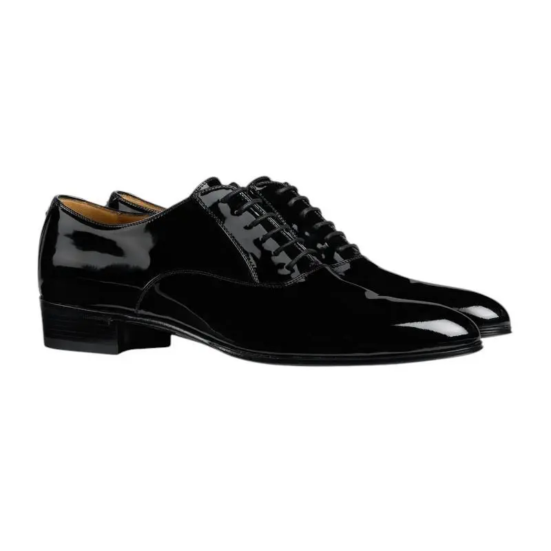 Men`s Gucci Black Patent Leather Double G Dress Shoes 624663