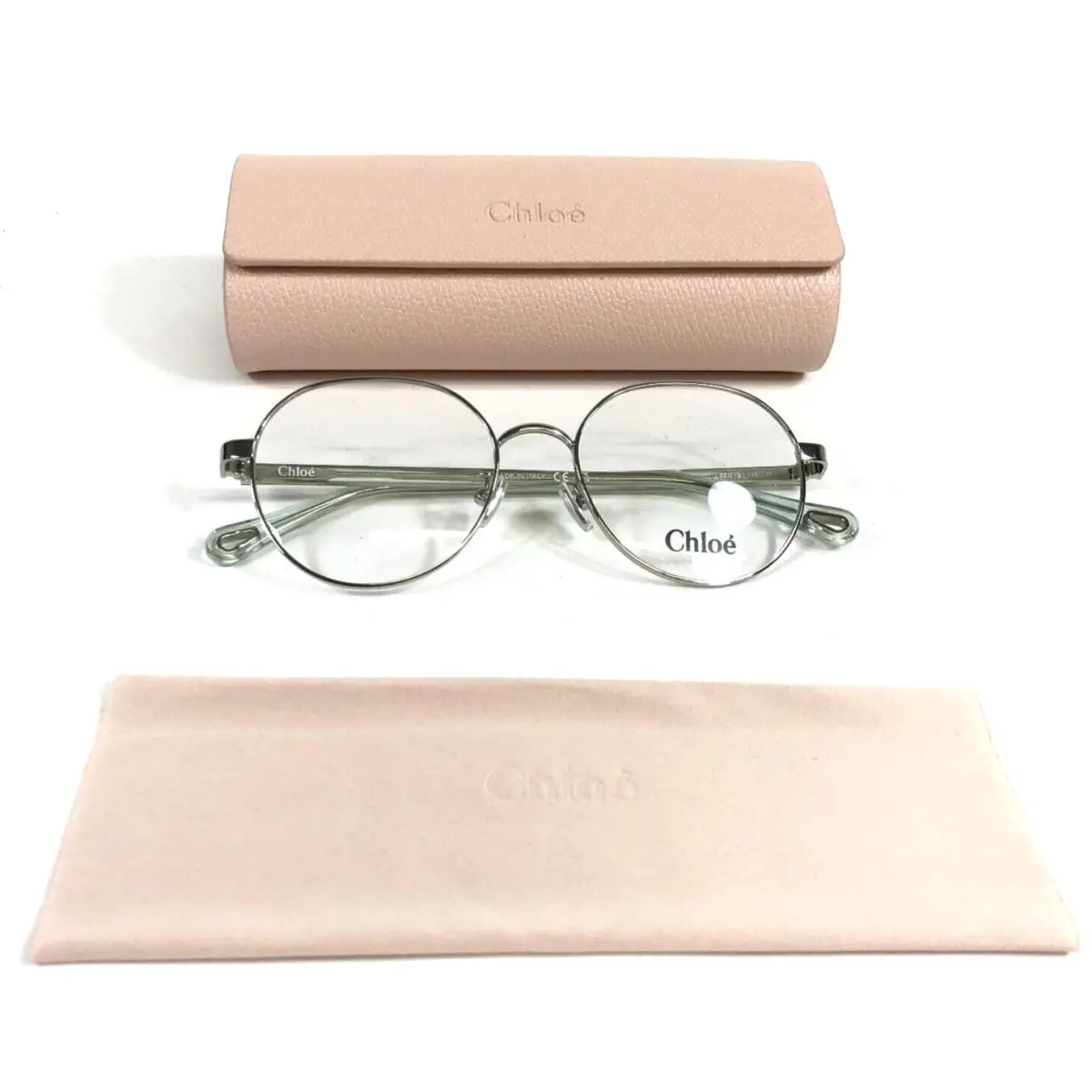 Chloe Eyeglasses Frames CH0246OA 001 Silver Clear Green Round Wire Rim 53-18-145 by Chloé