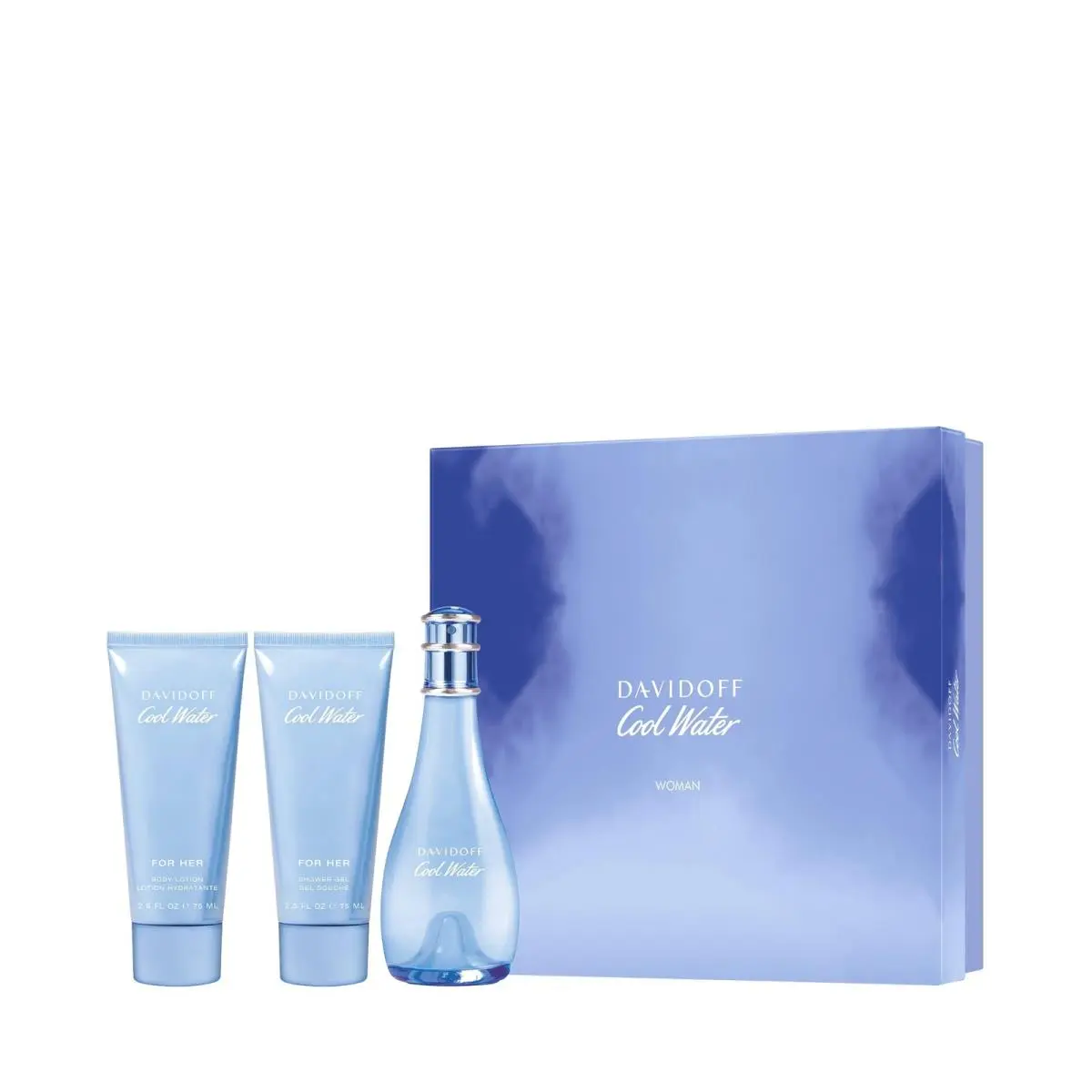 Davidoff Cool Water 3Pc Women Gift Set - 3.4Oz Edt + 2.5Oz Body Lotion + 2.5Oz