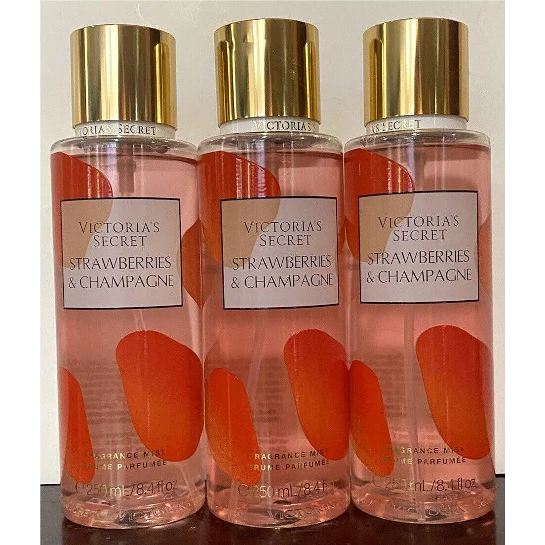 Victoria`s Secret Lot OF 3 Strawberries Champagne Fine Fragrance Body Mists