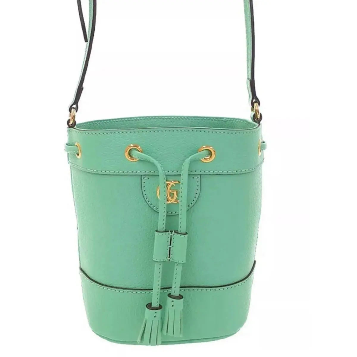 Ophidia Green Leather Bucket Bag 550620 with Dust Bag and Box by Gucci
