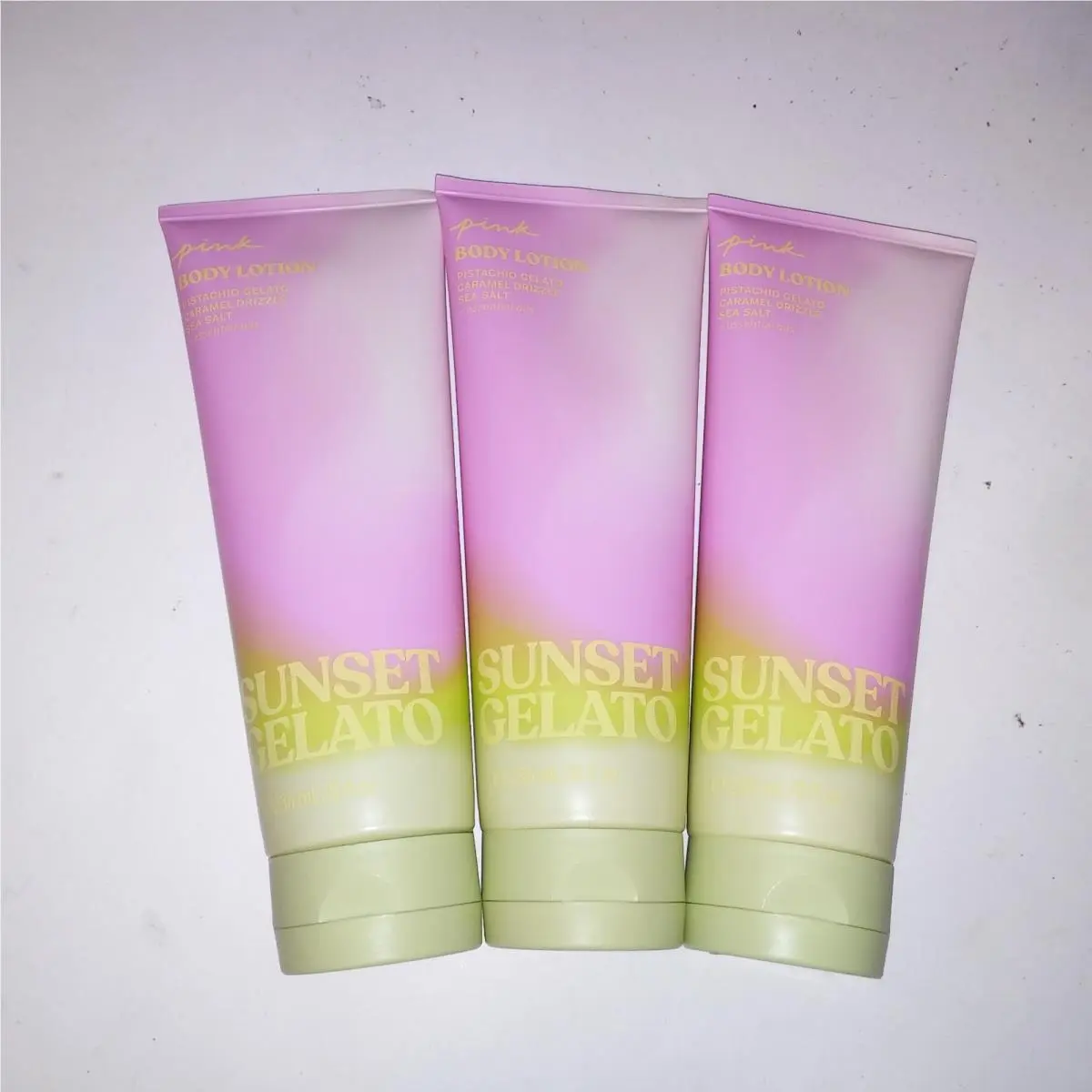 Set of 3 Victoria Secret Pink Body Lotion Sunset Gelato Full Size 8oz Each Gift by Victoria's Secret