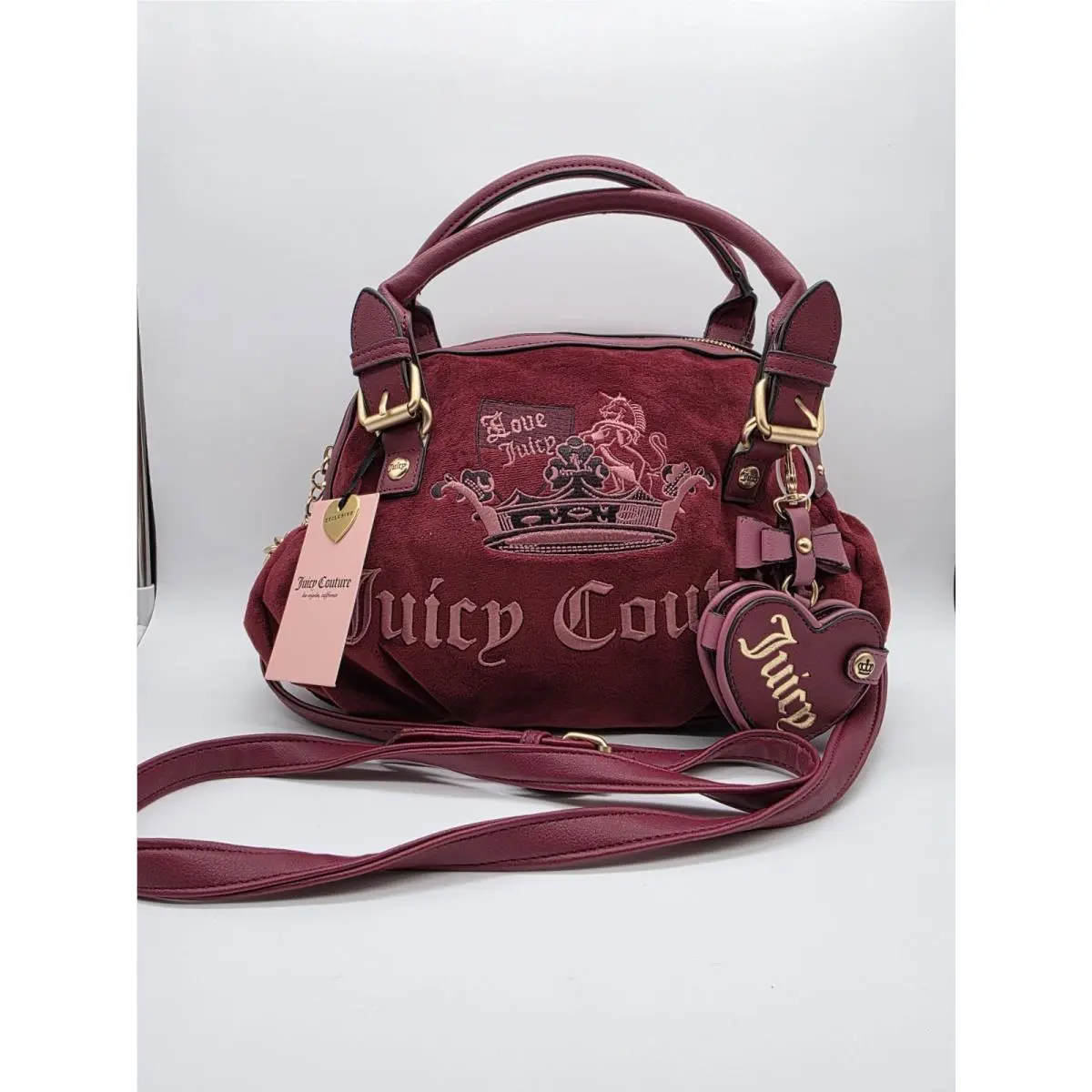 Cranberry Juice Crown Satchel Zip Bag Heart Charm by Juicy Couture