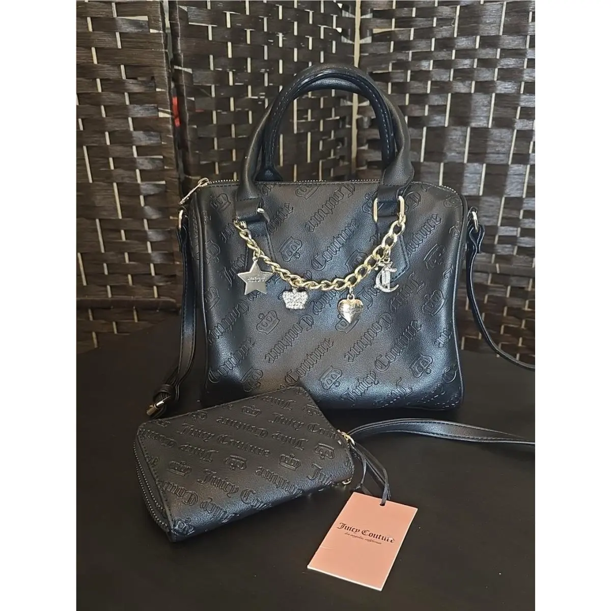 Juicy Couture Not Your Babe Satchel Bowler Bag Liquorice Zip Wallet