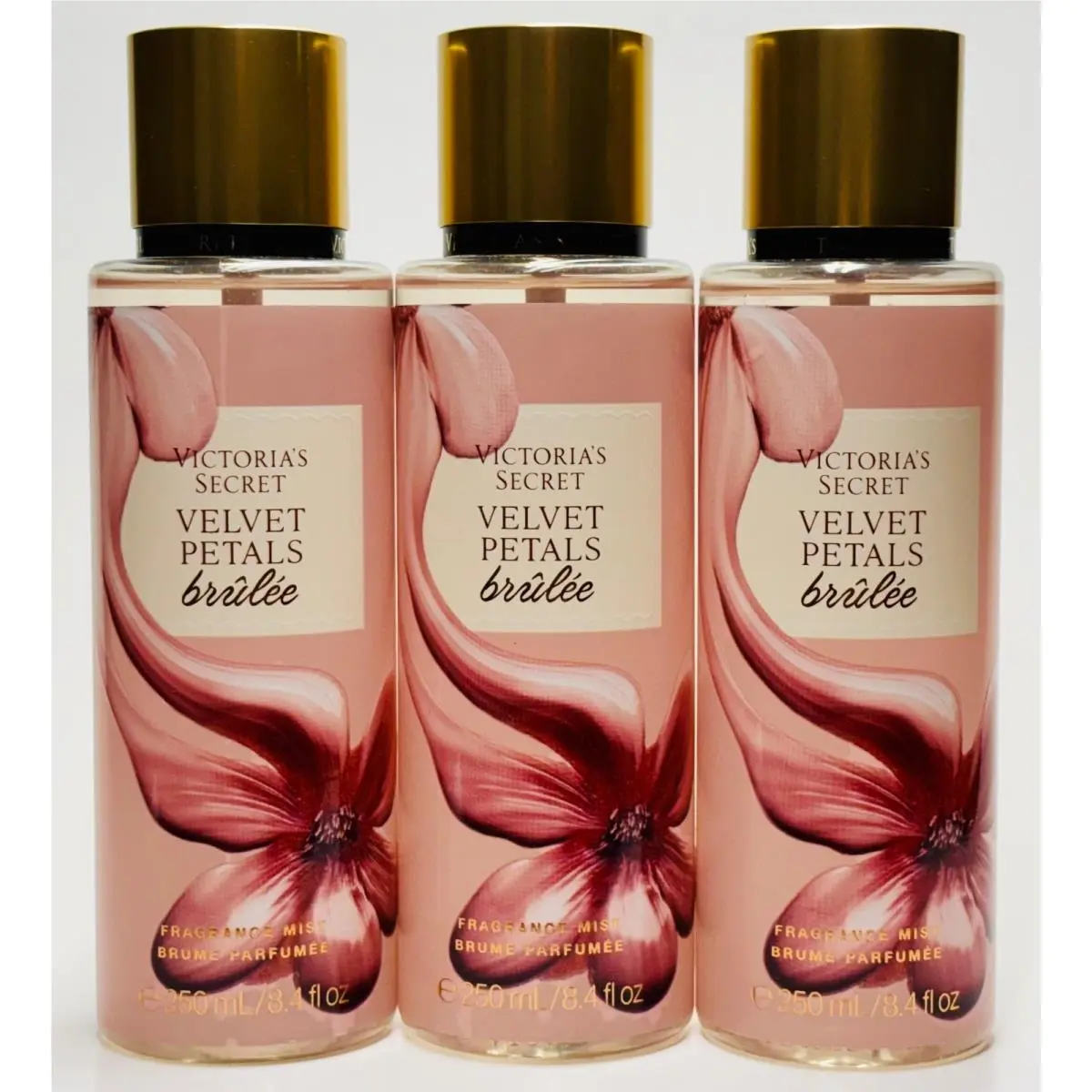 3 Victoria`s Secret Velvet Petals Brulee Fine Fragrance Body Mist Spray 8.4oz